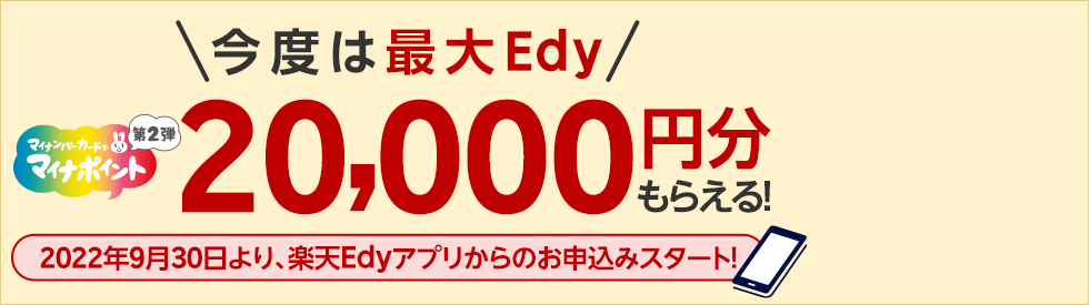 マイナポイント申込み受付中！今度は最大Edy20,000円分もらえる！【マイナポイント事業】